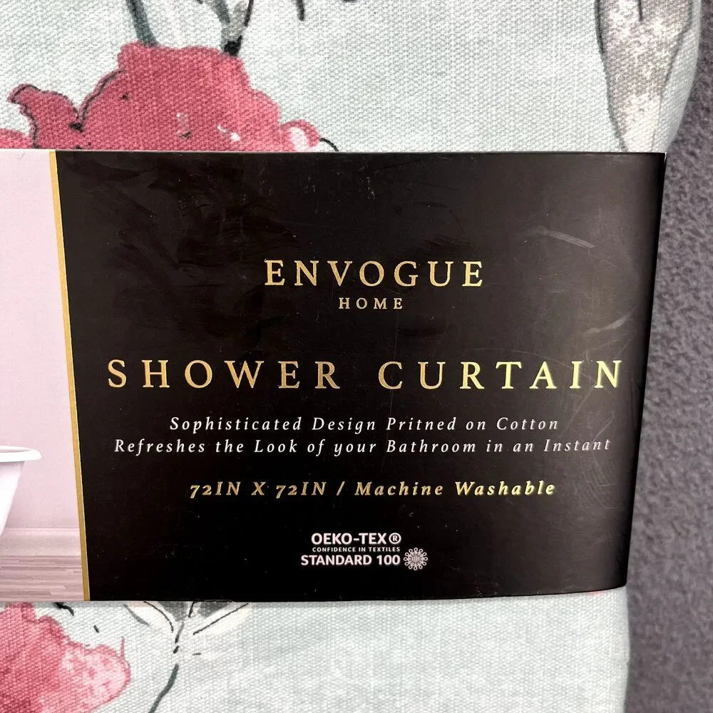 Envogue Home Shower Curtain 100% Cotton Floral Pink Tael Rose‎ cottage 72
